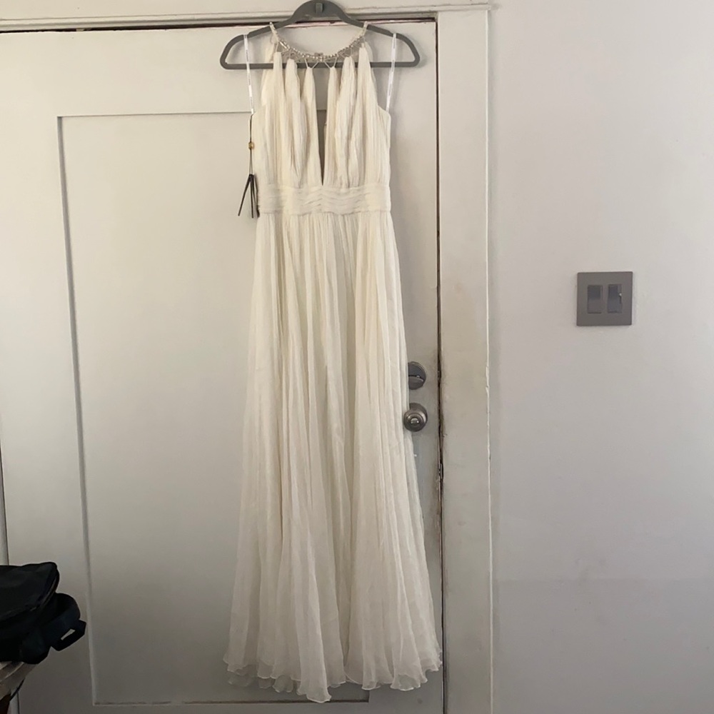 NWT TADASHI SHOJI 0 Revolve white gown dress